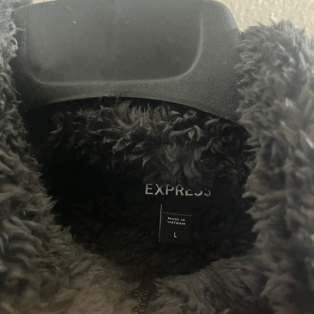 Express cozy charcoal gray teddy fleece Jacket - Picture 5 of 7